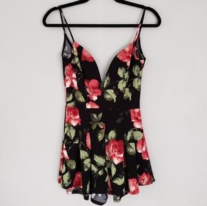 Black Floral Romper